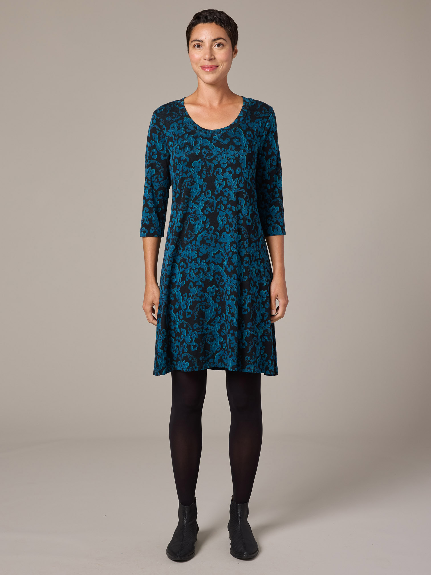 3/4 Slv Scoop Neck Dress