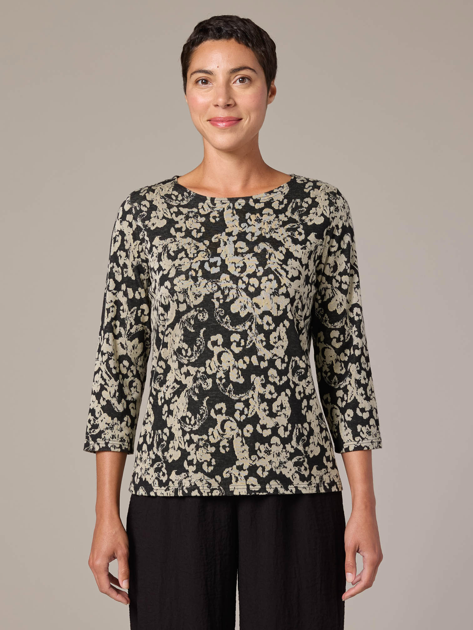 3/4 Slv Boatneck Top