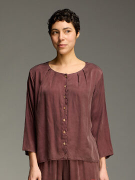 Pleated Collarless Shirt