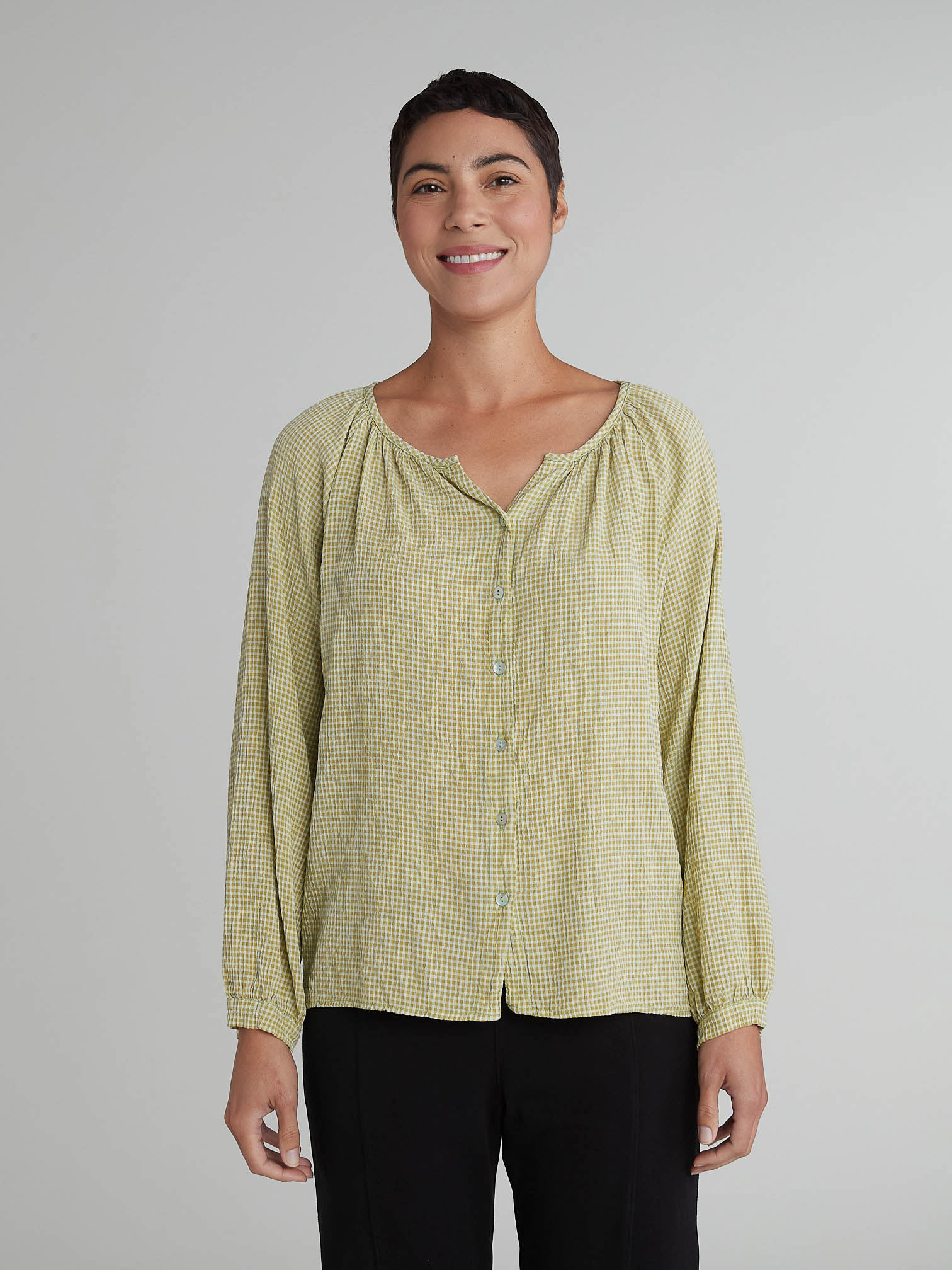 Collarless Blouse