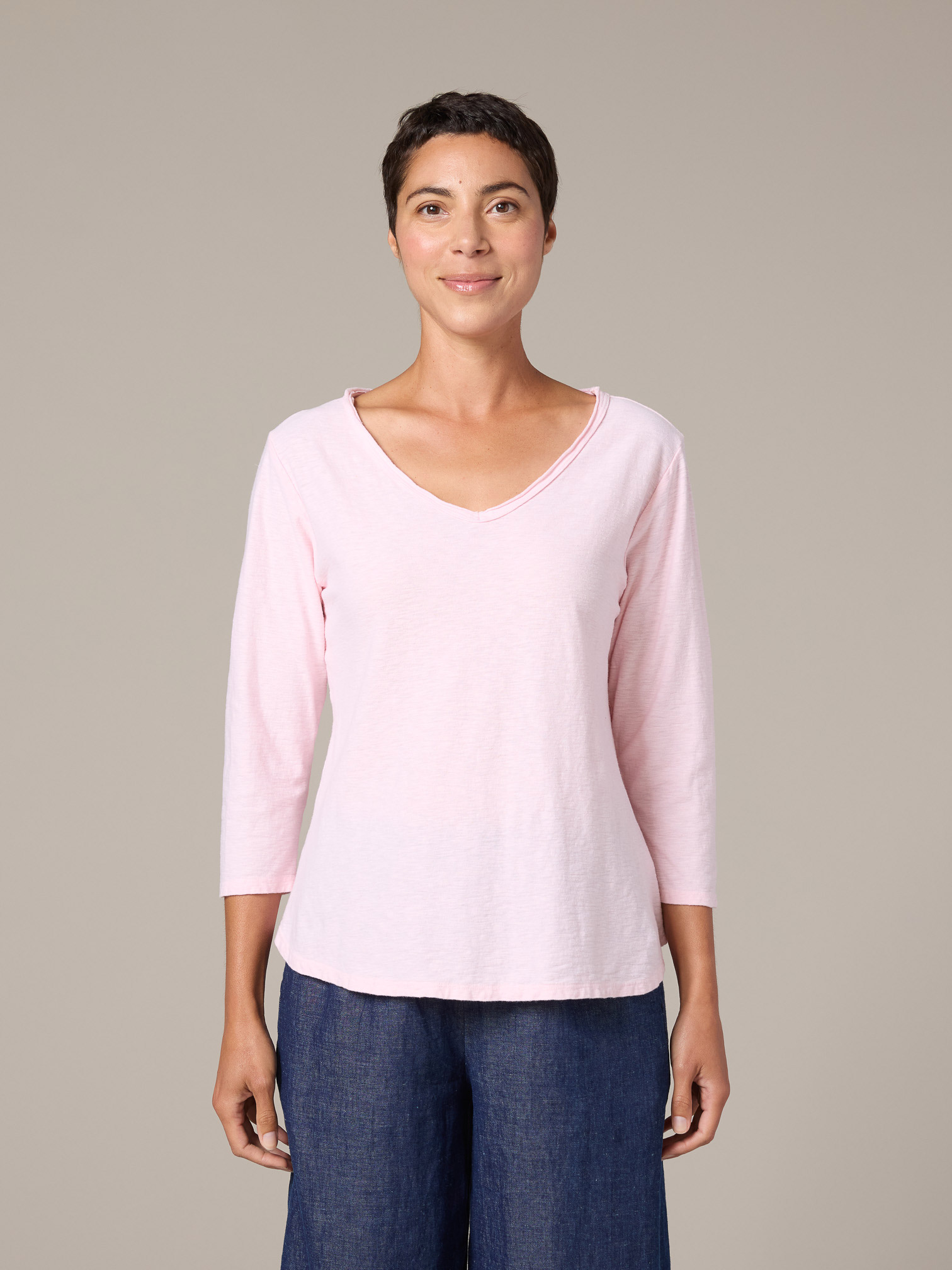 3/4 Slv V-Neck Top