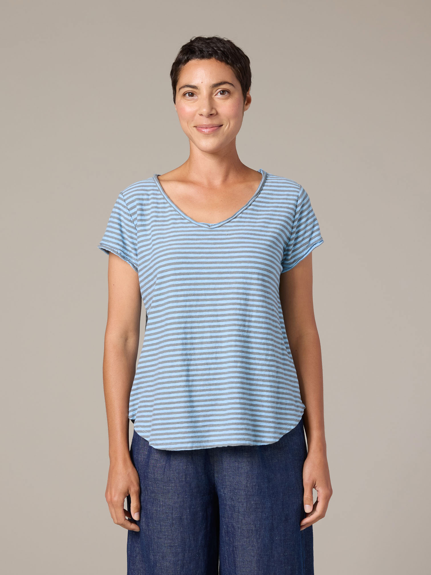 Raw Edge V-Neck Top